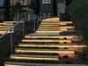 led outdoor lighting underneath the walnut travertine stair